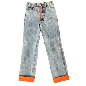 Vintage Sergio Valente Blue Denim Jeans Orange Cuffs USA Women’s Waist Size 26